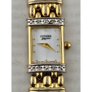 Citizen 5421-S64461 Palladium Gold Plated Mother of Pearl Bracelet Watch Runs